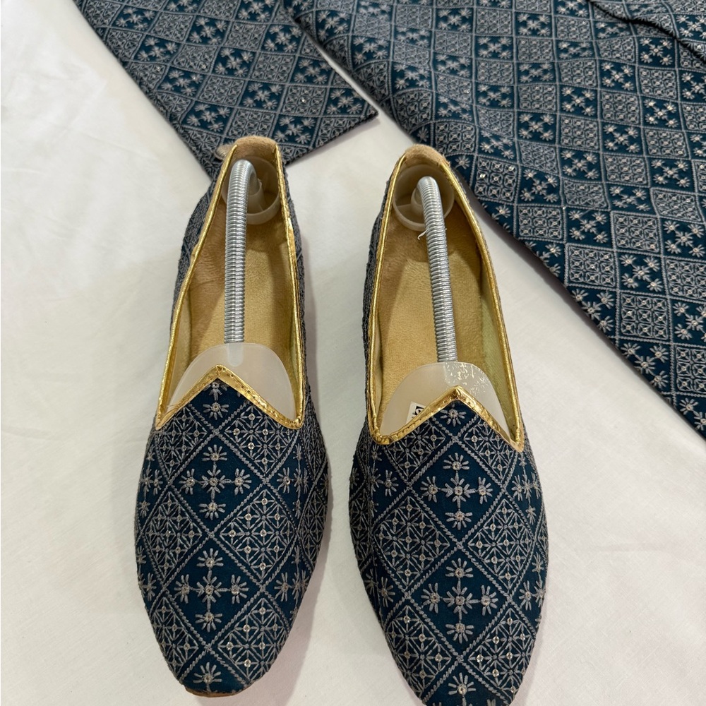 Blue Patterned Indowestern Full Set - Picture 4 of 8